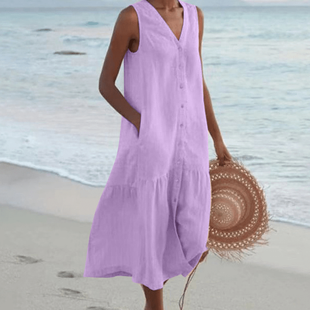 Celeste | Vestido com Decote em V - Ines Braga