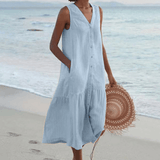 Celeste | Vestido com Decote em V - Ines Braga