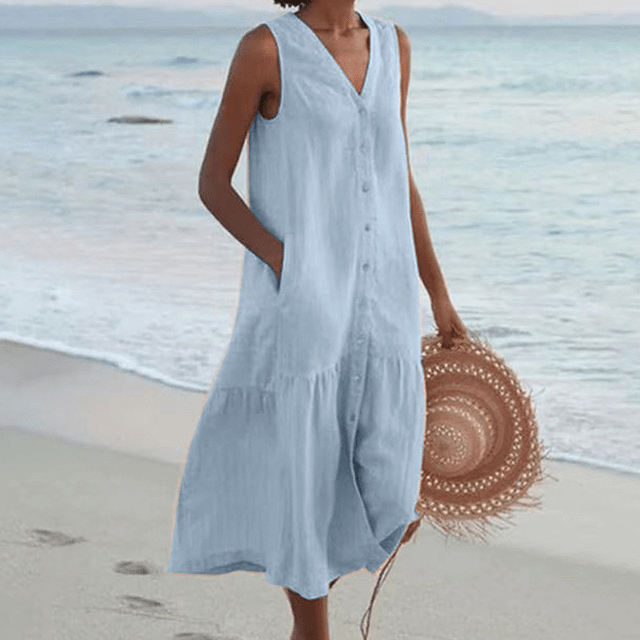 Celeste | Vestido com Decote em V - Ines Braga