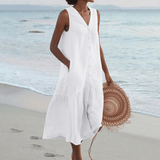 Celeste | Vestido com Decote em V - Ines Braga
