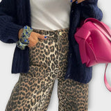 Chandra - Calças de ganga vintage com estampado de leopardo - Ines Braga
