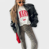 Chandra - Calças de ganga vintage com estampado de leopardo - Ines Braga