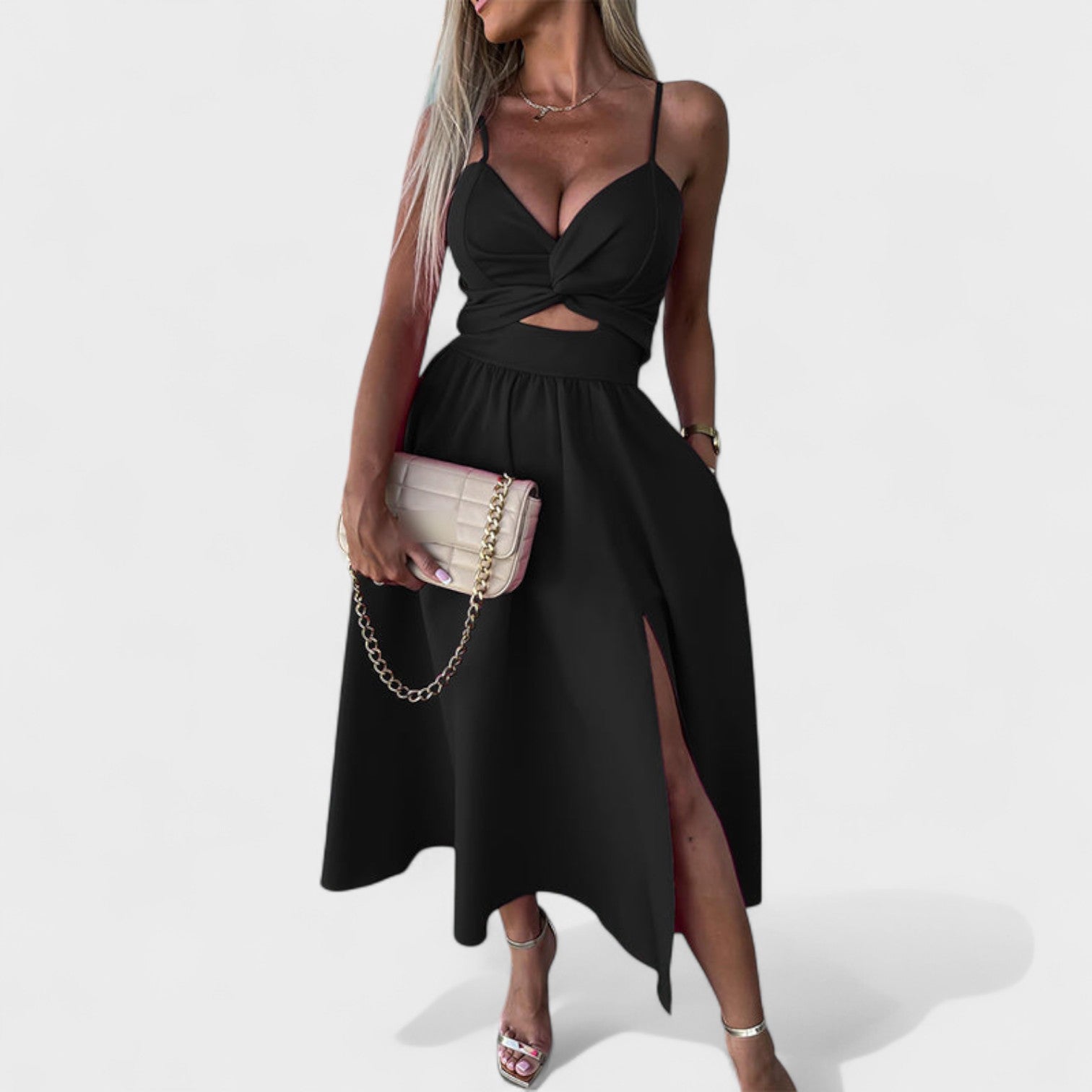 Cielo Divino – Vestido Midi con Abertura Frontal - Ines Braga