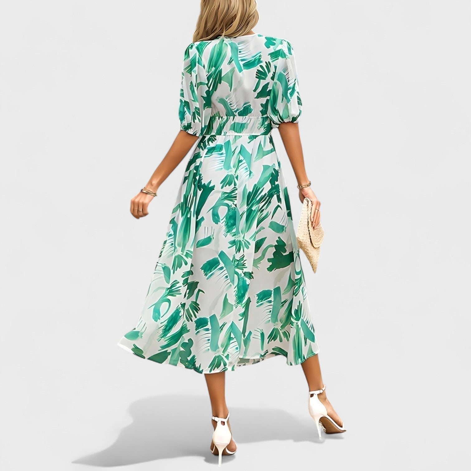Clara – Vestido Midi Floral Elegante - Ines Braga