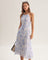 Clarice | Vestido Midi Azul Floral com Decote Halter - Ines Braga