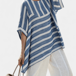 Constança| Conjunto Linho Mediterrâneo Com Listras Azuis - Ines Braga