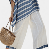 Constança| Conjunto Linho Mediterrâneo Com Listras Azuis - Ines Braga