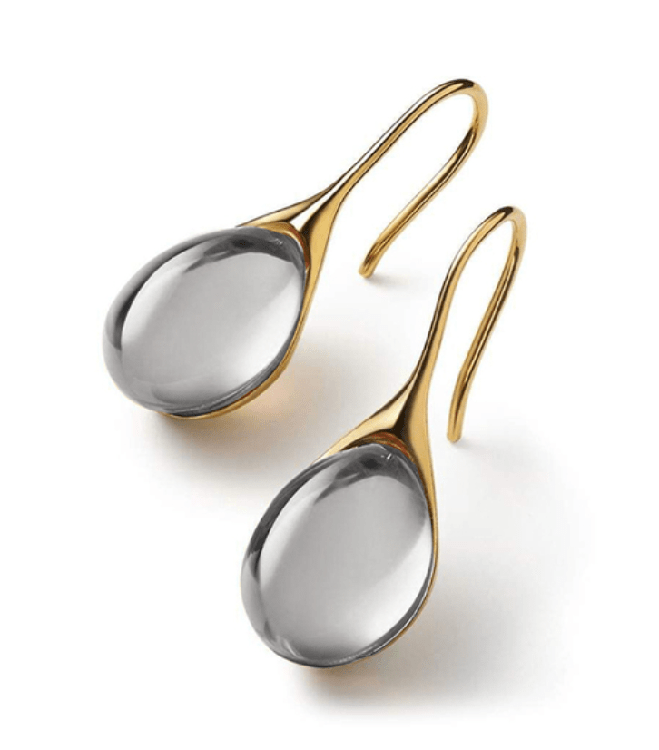 CristalLux Brincos Gota Ouro Prata - Elegância Brilhante - Ines Braga