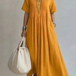 Noor Vestido Plissado Amarelo