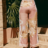 Diana| Calça de cintura alta com estampa artística - Ines Braga