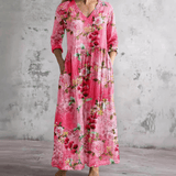 Dora | Vestido de Verão Feminino com Decote em V e Padrão Floral - Ines Braga