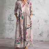 Dora | Vestido de Verão Feminino com Decote em V e Padrão Floral - Ines Braga