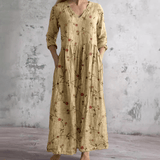 Dora | Vestido de Verão Feminino com Decote em V e Padrão Floral - Ines Braga