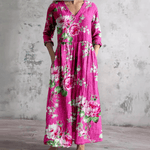 Dora | Vestido de Verão Feminino com Decote em V e Padrão Floral - Ines Braga