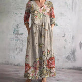 Dora | Vestido de Verão Feminino com Decote em V e Padrão Floral - Ines Braga