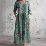 Dora | Vestido de Verão Feminino com Decote em V e Padrão Floral - Ines Braga