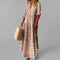 Eduarda | Vestido Longo Vintage com Decote V e Estampa Suave - Ines Braga