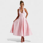 Effie - Vestido midi texturado com decote V - Ines Braga