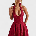 Effie - Vestido midi texturado com decote V - Ines Braga
