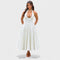 Effie - Vestido midi texturado com decote V - Ines Braga