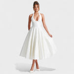 Effie - Vestido midi texturado com decote V - Ines Braga