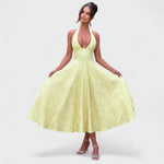 Effie - Vestido midi texturado com decote V - Ines Braga