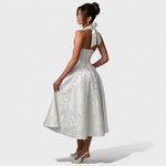 Effie - Vestido midi texturado com decote V - Ines Braga