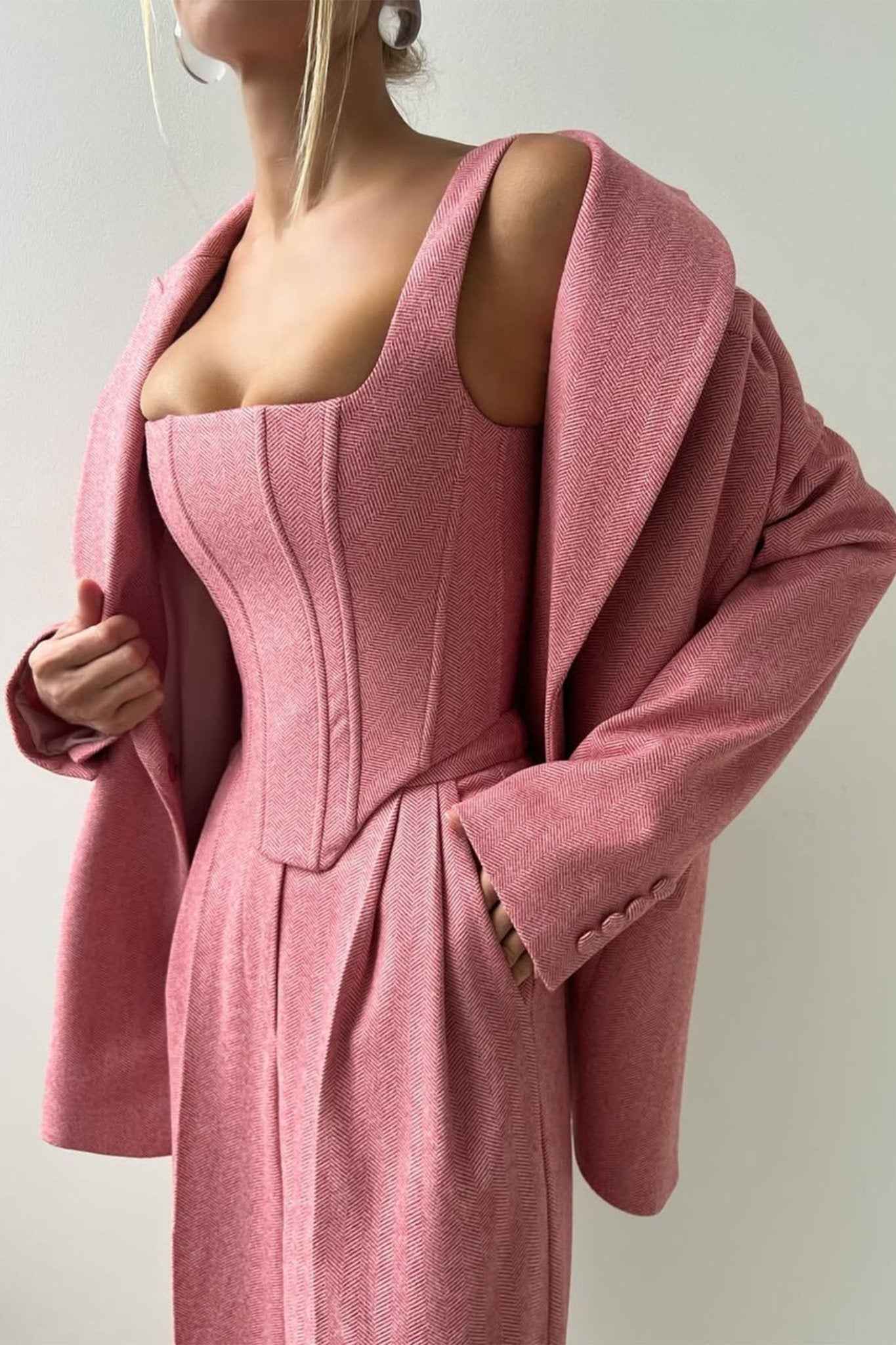 Elegance - Conjunto de três peças com blazer trespassado