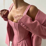 Elegance - Conjunto de três peças com blazer trespassado