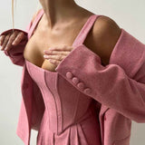 Elegance - Conjunto de três peças com blazer trespassado