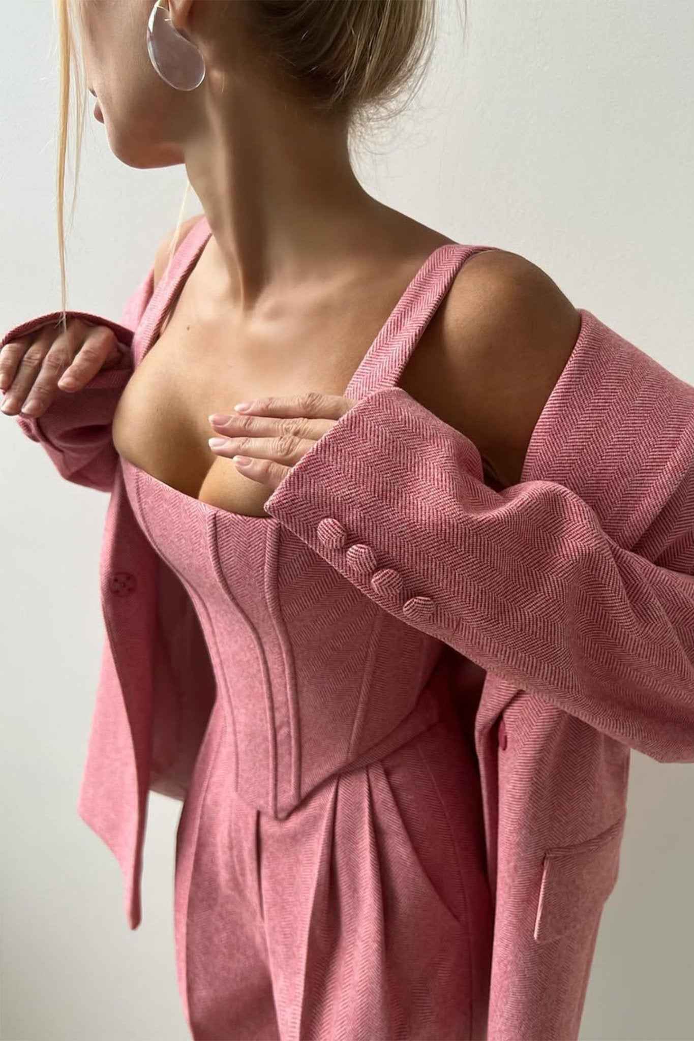 Elegance - Conjunto de três peças com blazer trespassado