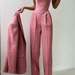Elegance - Conjunto de três peças com blazer trespassado