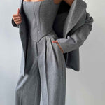 Elegance - Conjunto de três peças com blazer trespassado