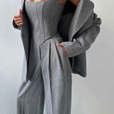 Elegance - Conjunto de três peças com blazer trespassado