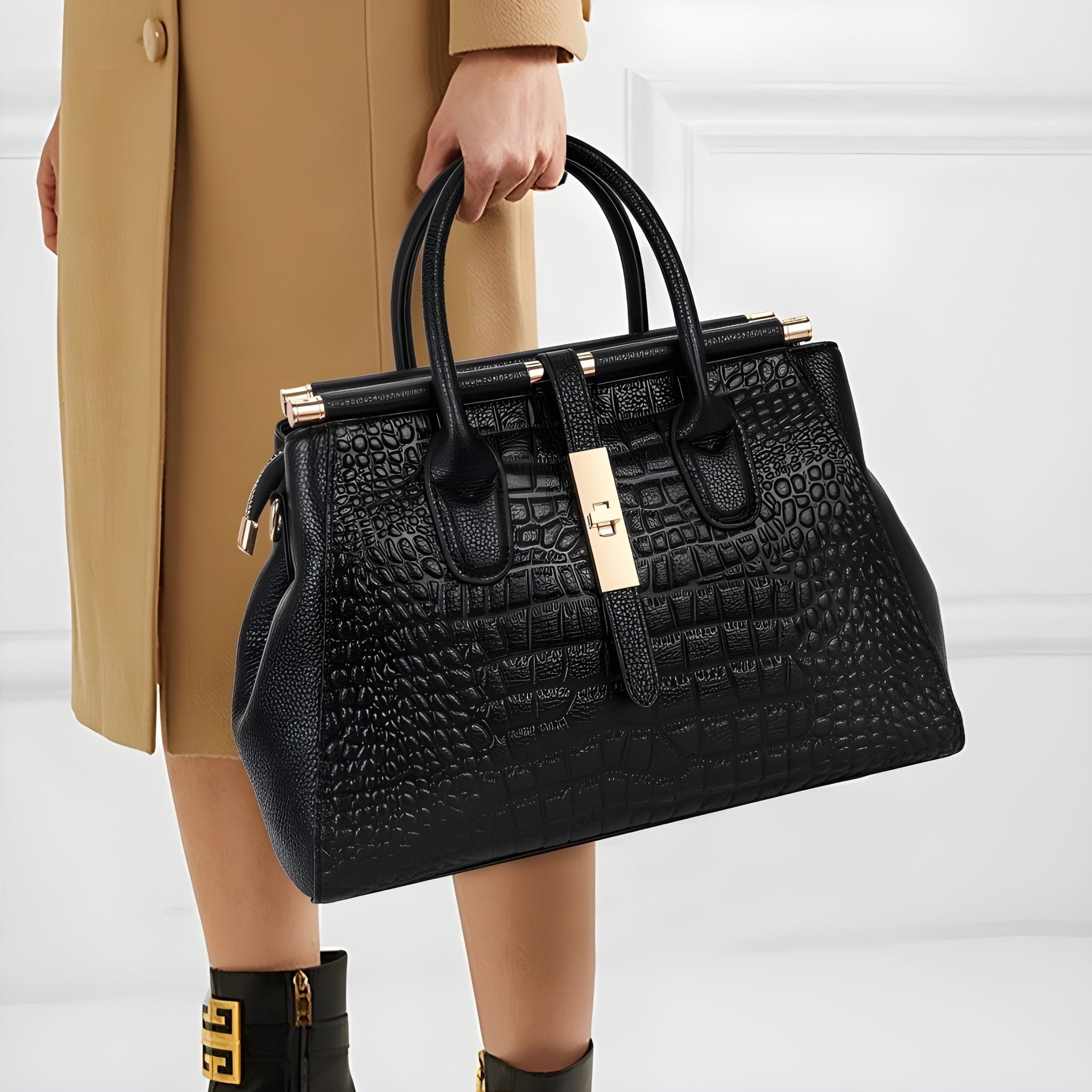 Elysian | Bolsa De Mão Em Couro Croc Premium Durável - Ines Braga