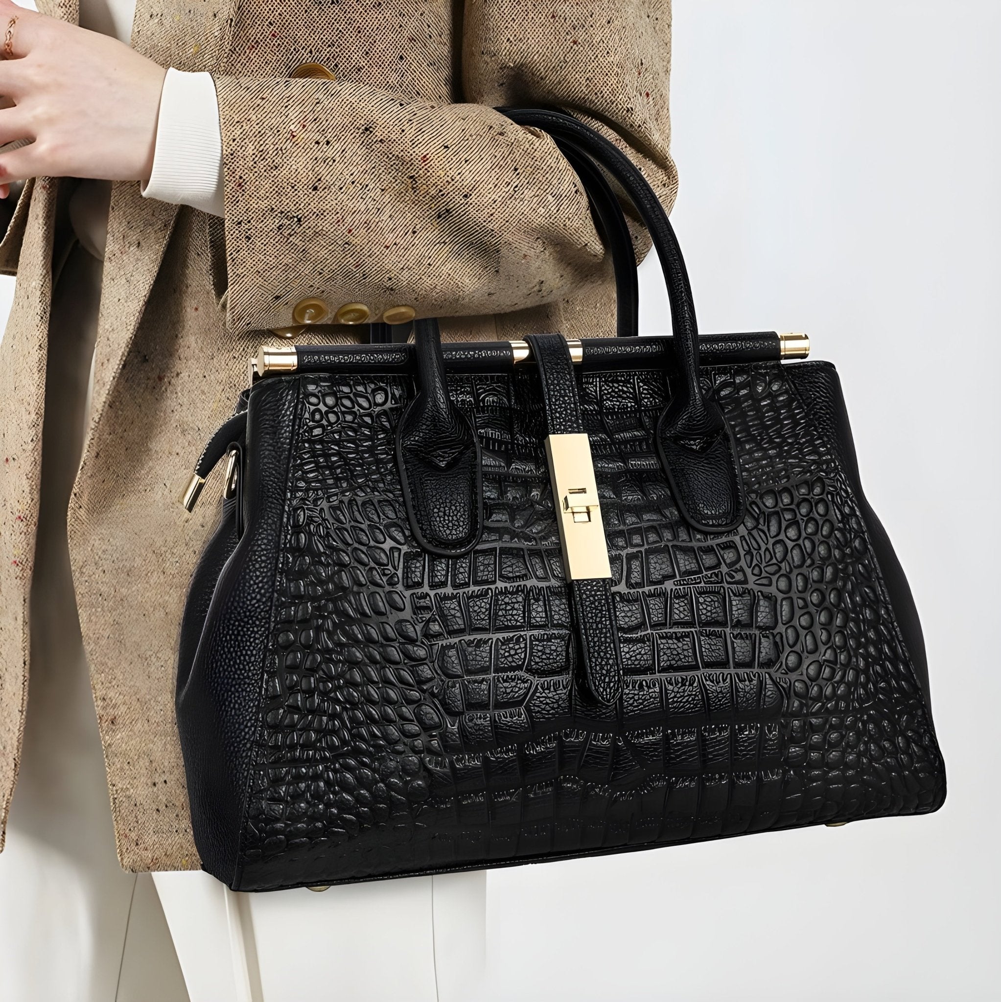 Elysian | Bolsa De Mão Em Couro Croc Premium Durável - Ines Braga