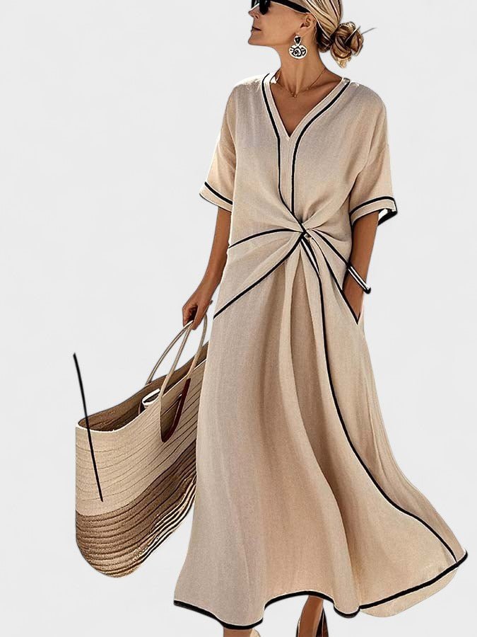Emília – Vestido Ligeiramente Solto às Riscas - Ines Braga