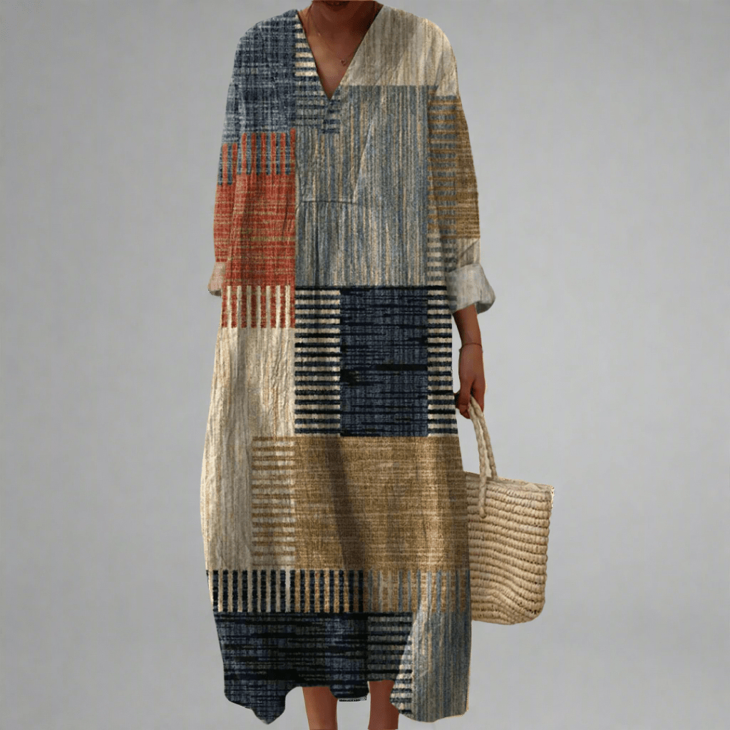 Fátima | Vestido maxi casual estilo boho em tons terrosos - Ines Braga