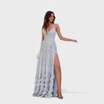 Florencia - Vestido longo boémio com fenda e folhos. - Ines Braga