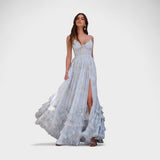 Florencia - Vestido longo boémio com fenda e folhos. - Ines Braga