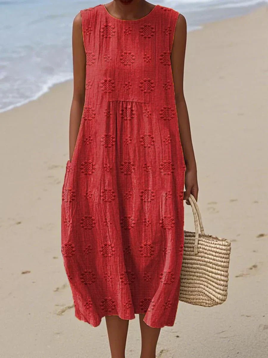 Franca | Vestido de algodão sem mangas com bolsos - Ines Braga