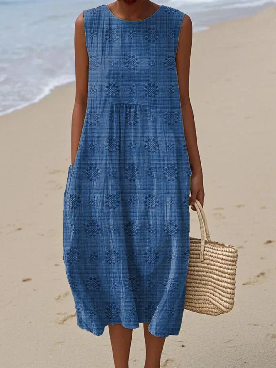 Franca | Vestido de algodão sem mangas com bolsos - Ines Braga