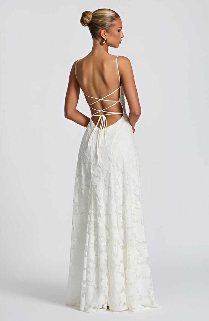 Francisa™ | Vestido Comprido com Corpete em Renda - Ines Braga