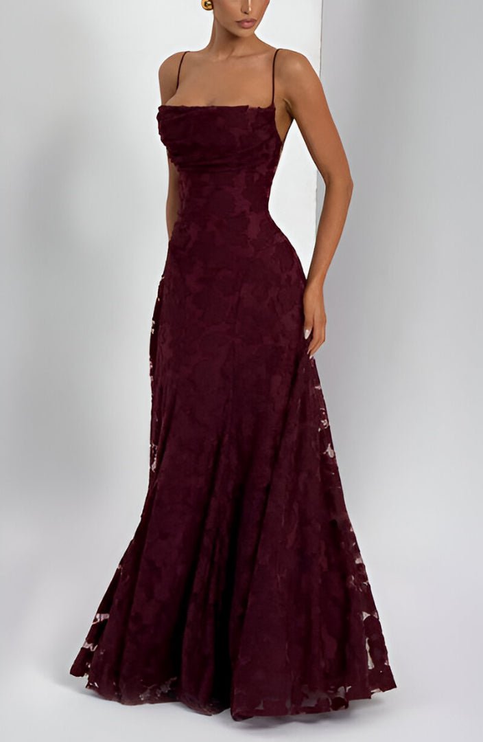 Francisa™ | Vestido Comprido com Corpete em Renda - Ines Braga