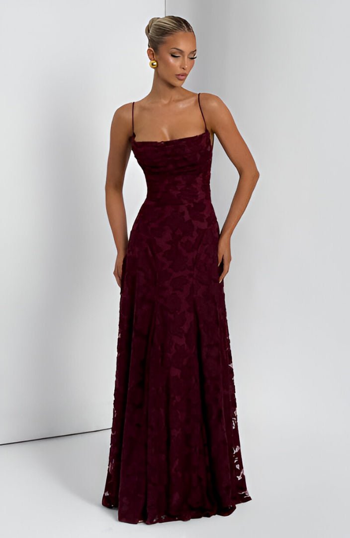 Francisa™ | Vestido Comprido com Corpete em Renda - Ines Braga
