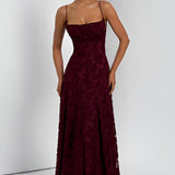 Francisa™ | Vestido Comprido com Corpete em Renda - Ines Braga