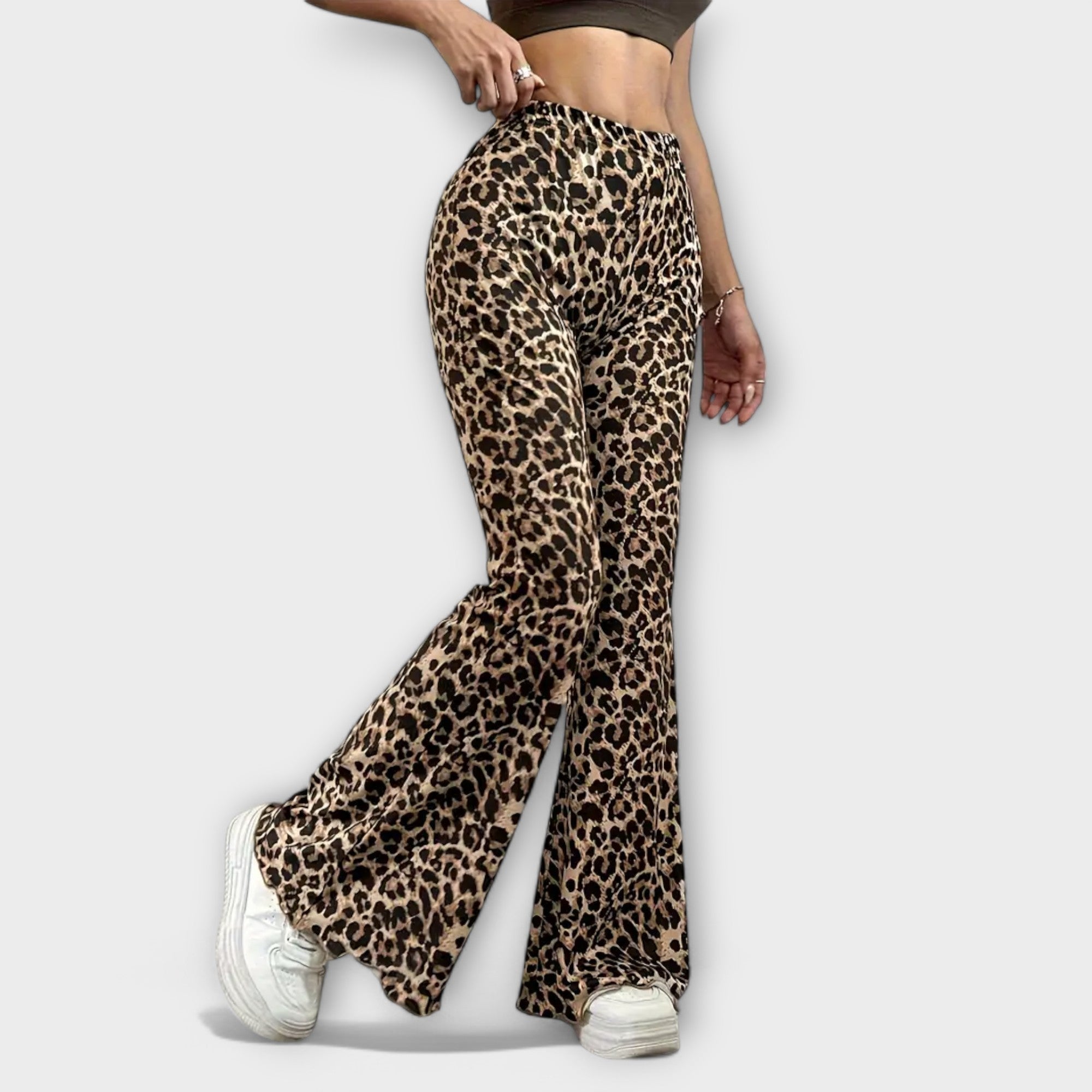 Francisca - Calças com corte de leopardo - Ines Braga