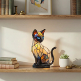 Gato Místico - Lâmpada em Vitral