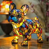 Bulldog Francês - Lâmpada em Vitral