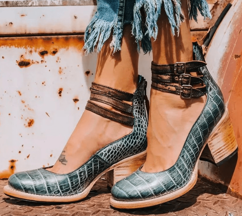 Ginevra™ | Sapatos de salto alto com tiras múltiplas e sola grossa - Ines Braga